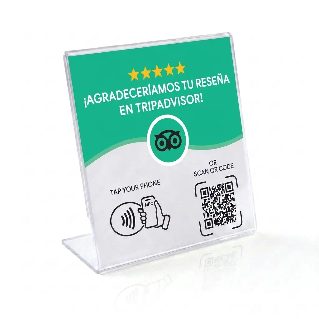 Display de acrílico para mostrador con QR - Tripadvisor