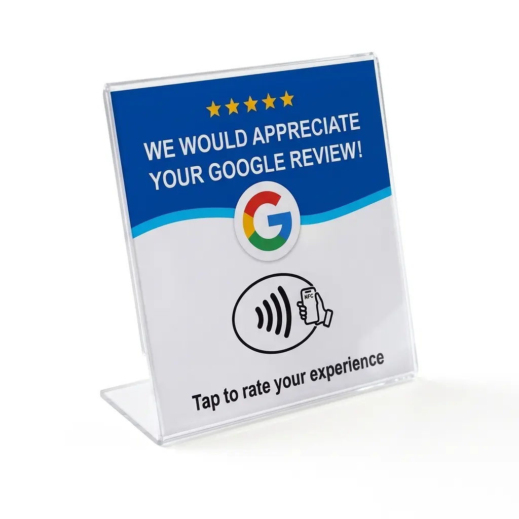 Display de acrílico para mostrador - Google Azul