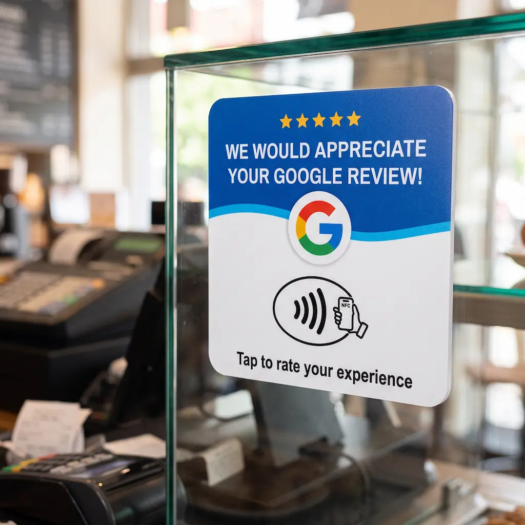 Placa NFC reseñas Google